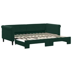 vidaXL Sof&aacute; cama nido terciopelo verde oscuro 90x200 cm