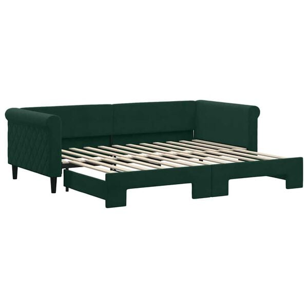 vidaXL Sof&aacute; cama nido terciopelo verde oscuro 90x200 cm