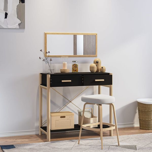 vidaXL Mesa consola de madera contrachapada negro 82x38x75 cm