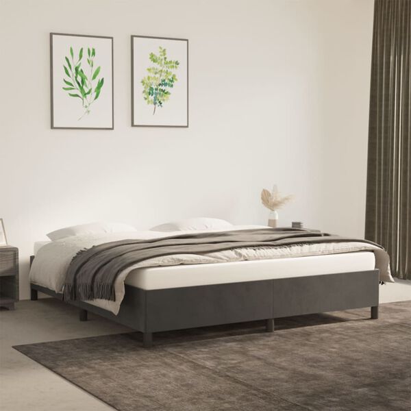 vidaXL Estructura de cama sin colch&oacute;n terciopelo gris oscuro 160x200cm