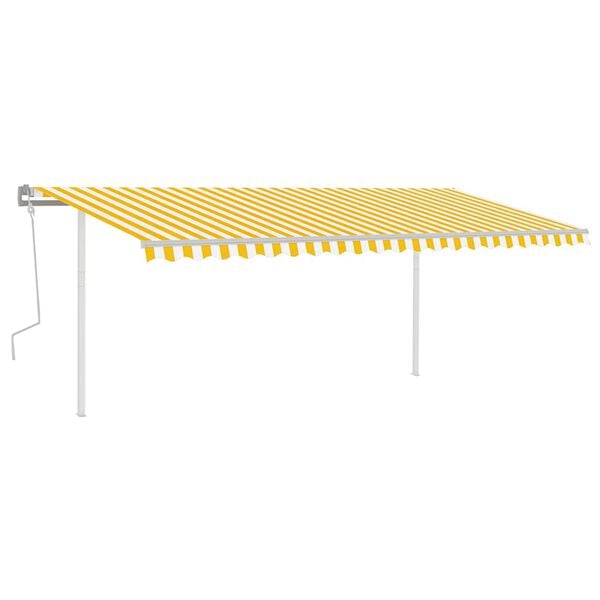 vidaXL Toldo retr&aacute;ctil manual con postes amarillo y blanco 5x3,5 m