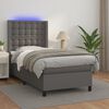vidaXL Cama box spring y colch&oacute;n LED cuero sint&eacute;tico gris 90x200 cm