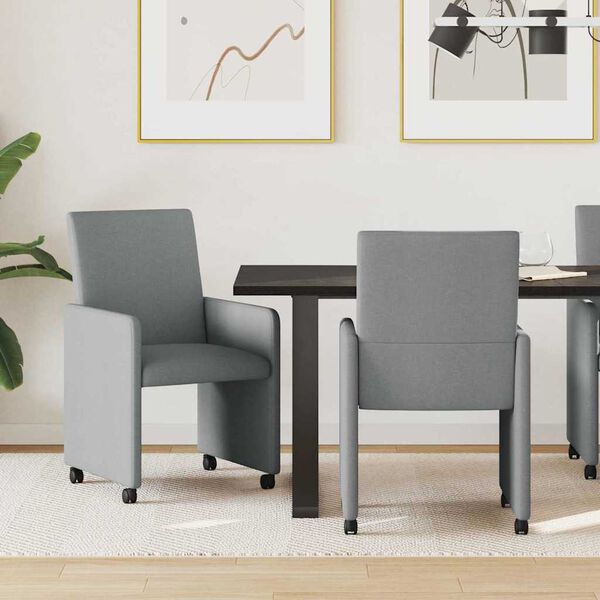 vidaXL Sillas de Comedor con Ruedas 2 pcs Gris claro 57 x 66 x 94 cm