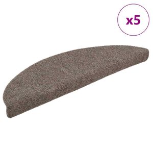 vidaXL Felpudos autoadhesivos para escaleras, 5 unidades, beige, semicirculares, 56 x 17 x 3 cm