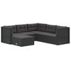 vidaXL Set muebles de jard&iacute;n 6 piezas y cojines rat&aacute;n sint&eacute;tico negro