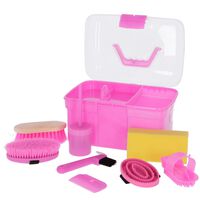 Kerbl Caja de aseo mini para caballos con 8 herramientas rosa 321766