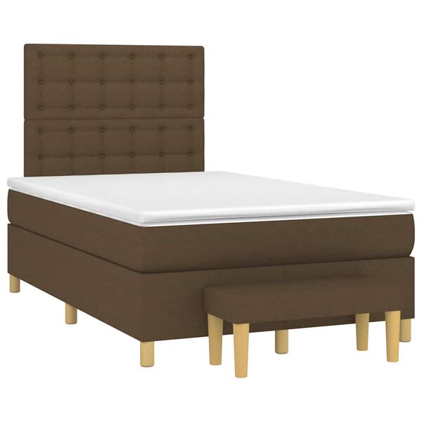 vidaXL Cama box spring con colch&oacute;n tela marr&oacute;n oscuro 120x190 cm