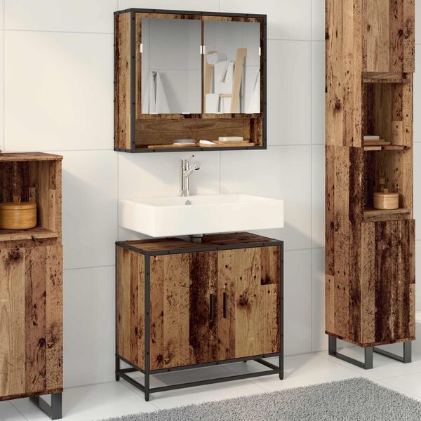vidaXL Mueble de lavabo para ba&ntilde;o Madera envejecida 65 x 33 x 60 cm
