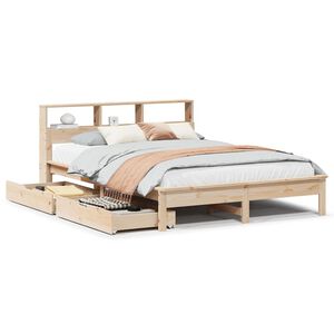 vidaXL Cama con estanter&iacute;a sin colch&oacute;n madera maciza de pino 120x190cm