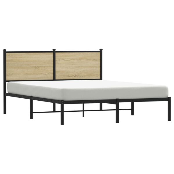 vidaXL Estructura de cama sin colchón metal roble Sonoma 137x190 cm