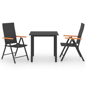 vidaXL Juego de comedor para jard&iacute;n 3 piezas negro y marr&oacute;n