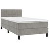 vidaXL Cama box spring colch&oacute;n y LED terciopelo gris claro 100x200 cm