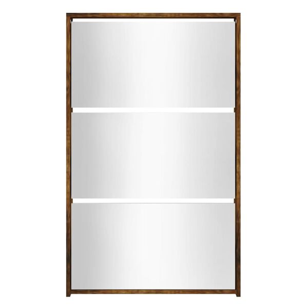 vidaXL Mueble zapatero y espejo 3 niveles roble ahumado 63x17x102,5 cm
