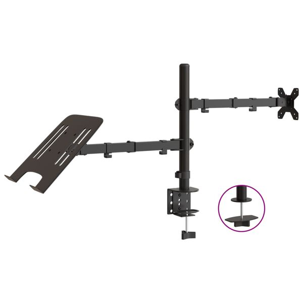 vidaXL Soporte para monitor acero negro VESA 75/100 mm