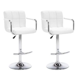 vidaXL Taburetes de cocina 2 unidades cuero sint&eacute;tico blanco