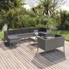 vidaXL Set de muebles de jardín 10 pzas y cojines ratán sintético gris
