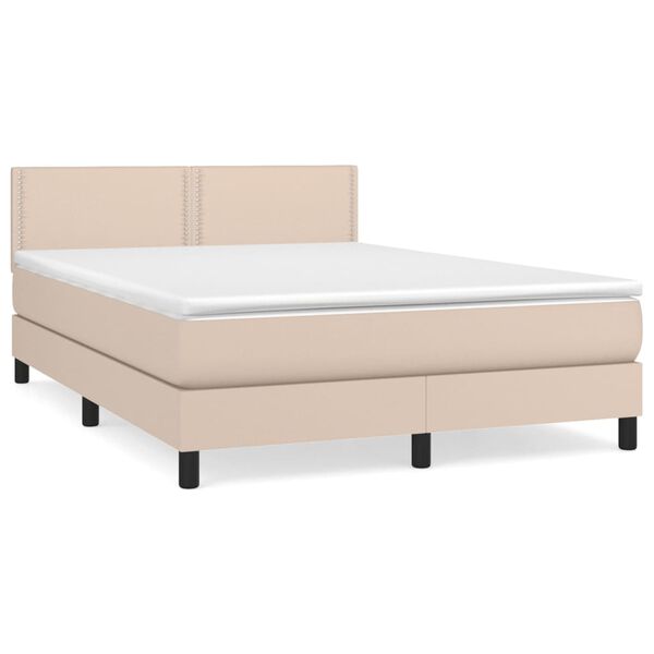 vidaXL Cama box spring con colch&oacute;n cuero sint&eacute;tico capuchino 140x200cm