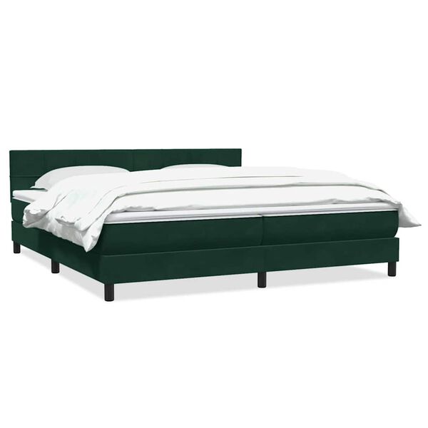 vidaXL Cama box spring con colch&oacute;n terciopelo verde oscuro 200x210 cm