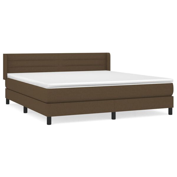 vidaXL Cama box spring con colch&oacute;n tela marr&oacute;n oscuro 180x200 cm
