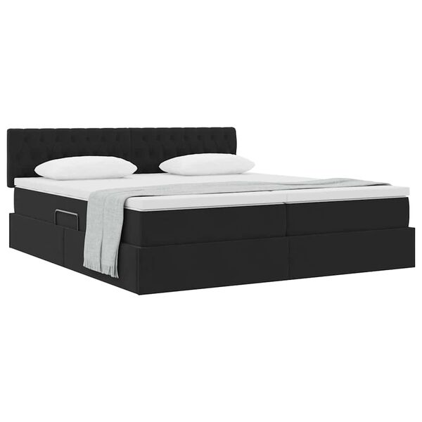 vidaXL Cama con almacenamiento con colch&oacute;n Negro 100 x 200 cm