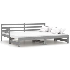 vidaXL Sof&aacute; cama extra&iacute;ble sin colch&oacute;n gris 2x(90x200) cm