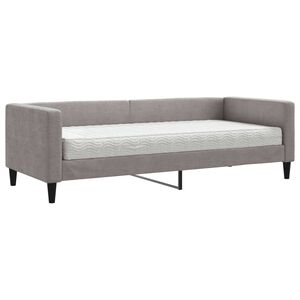 vidaXL Sof&aacute; cama con colch&oacute;n tela gris taupe 80x200 cm