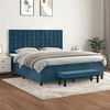 vidaXL Cama box spring con colch&oacute;n terciopelo azul oscuro 160x200 cm