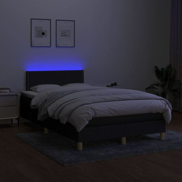 vidaXL Cama box spring con colch&oacute;n LED tela negro 120x200 cm