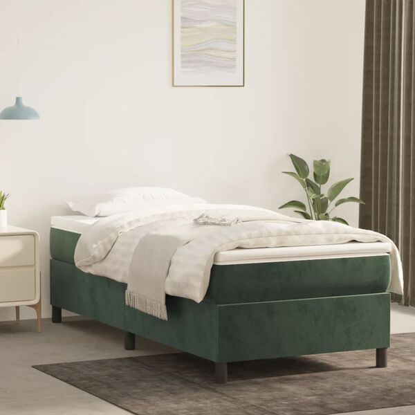 vidaXL Estructura de cama con somier terciopelo verde oscuro 90x200cm