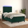 vidaXL Cama box spring colch&oacute;n y LED terciopelo verde oscuro 120x190cm