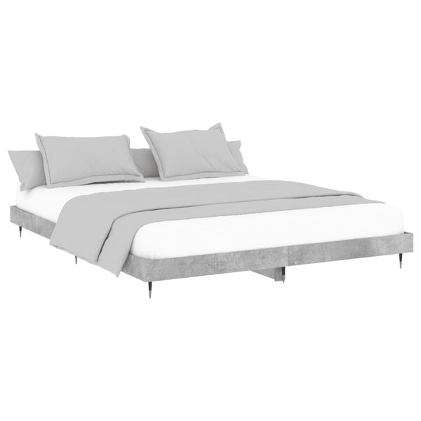 vidaXL Estructura de cama madera de ingenier&iacute;a gris hormig&oacute;n 200x200cm