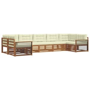 vidaXL Conjunto de sof&aacute;s de exterior 7 uds. Natural y Crema