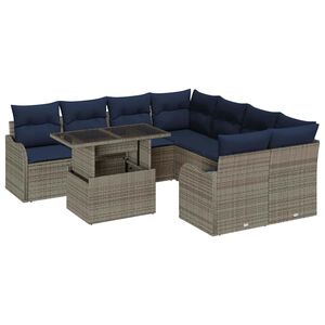 vidaXL Conjunto de comedor 9 uds. Gris