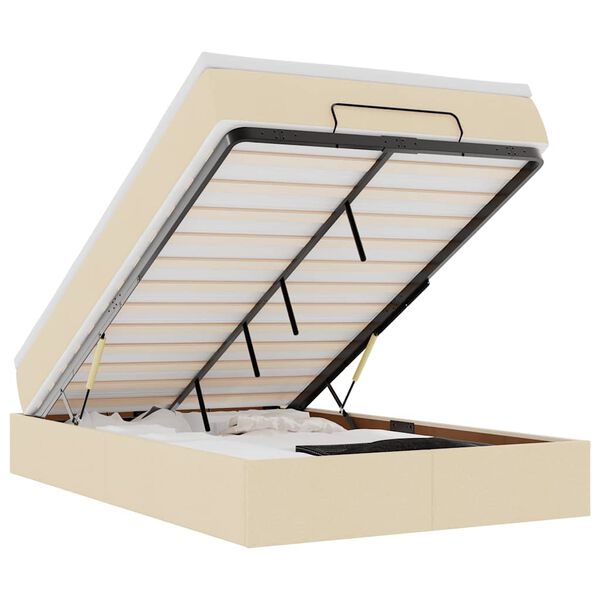 vidaXL Estructura de cama otomana colch&oacute;n tela crema 120x190 cm