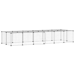vidaXL Jaula para mascotas de 28 paneles puerta acero negro 210x70x35 cm