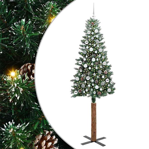 vidaXL &Aacute;rbol de Navidad Delgado con 300 LED con soporte Verde 210 cm