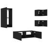 vidaXL Muebles de TV de pared con luces LED 4 piezas negro