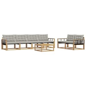 vidaXL Conjunto de sof&aacute;s de exterior 7 uds. Blanco y Gris Claro