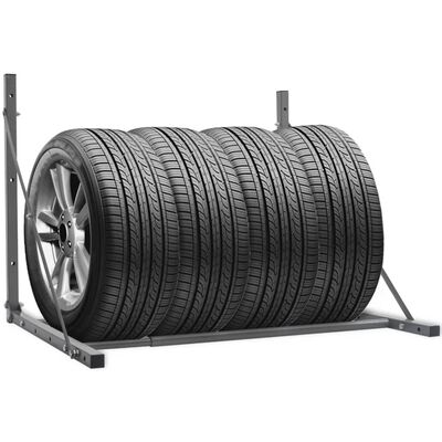 vidaXL Estante para neumáticos plegable de acero galvanizado plateado