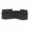 vidaXL Juego de Sof&aacute; 5 uds. Negro Rat&aacute;n sint&eacute;tico y acero