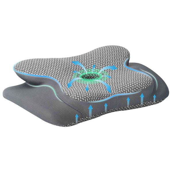 vidaXL Almohada cervical Gris Espuma Viscoel&aacute;stica 58 x 38 x 12 cm