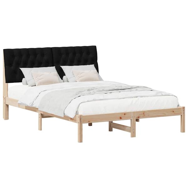 vidaXL Estructura de Cama con Cabecera Tapizada Marr&oacute;n 150 x 200 cm