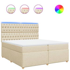 vidaXL Cama box spring con colch&oacute;n tela color crema 200x200 cm