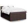 vidaXL Cama box spring con colch&oacute;n tela marr&oacute;n oscuro 140x190 cm