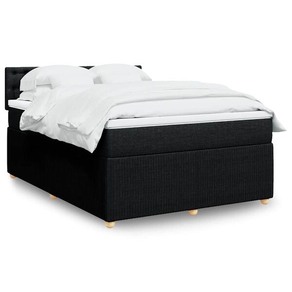 vidaXL Cama box spring con colch&oacute;n tela negro 140x200 cm