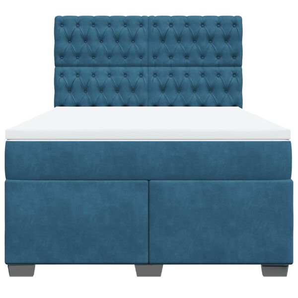 vidaXL Cama box spring con colch&oacute;n terciopelo azul 140x200 cm