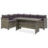 vidaXL Set de muebles de jard&iacute;n 2 pzas y cojines rat&aacute;n sint&eacute;tico gris