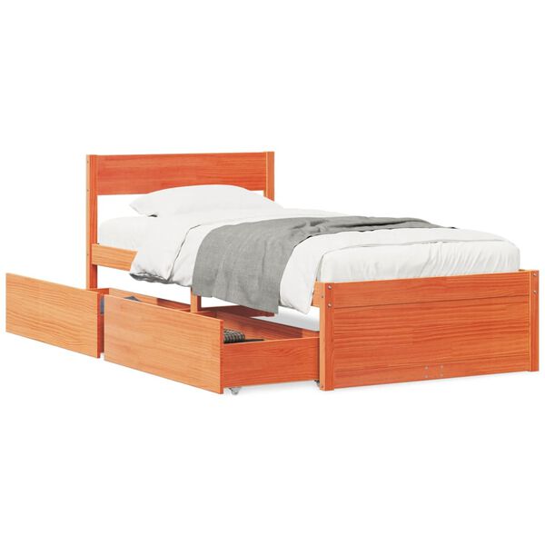 vidaXL Estructura de cama sin colchón madera de pino marrón 90x200 cm