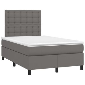 vidaXL Cama box spring con colch&oacute;n cuero sint&eacute;tico gris 120x190 cm