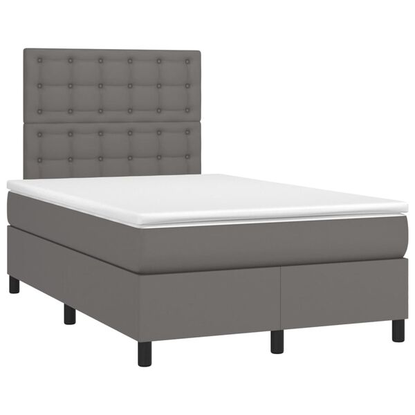 vidaXL Cama box spring con colch&oacute;n cuero sint&eacute;tico gris 120x190 cm